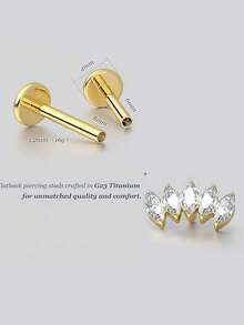 2pcs 16G G23 Titanium Tragus Conch Helix Piercing Jewelry Internally Threaded Flat Back Cartilage Earrings Forward Helix Earrings Medusa Labret Piercing Jewelry For Women Men Gold 6MM 8MM - Lip Stud - View 2
