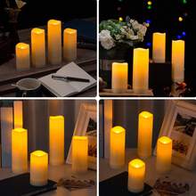 4/12/24 pièces Bougies sans flamme avec télécommande et minuterie, bougies LED alimentées par batterie scintillantes avec lumière chaude, bougies électriques imperméables fausses bougies, bougies sans flamme scintillantes, bougies pilier pour la décoration de mariage, la décoration de la maison, la décoration intérieure/extérieure, la décoration de fête d'anniversaire - Beige - Voir 9