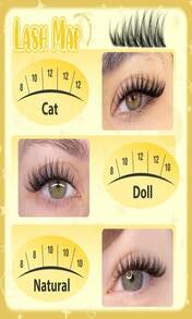 Brown Lash Clusters Short 8MM 10MM 12MM Eyelash Extensions Natural Cluster Lashes Individual Wispy Eyelash Clusters C-Curly Dark Brown Fluffy Eye Lashes Clusters Pack 132Pcs - MàuA - Xem 5