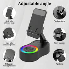 Wireless Induction Speaker, Cell Phone Stand With Bluetooth Speaker, Stereo Sound, RGB Ambient Light, Phone Holder Compatible - Pink - View 5