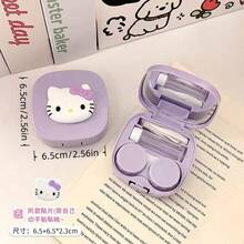 Sanrio 1个可爱KT猫咪隐形眼镜盒，三丽鸥便携式隐形眼镜伴侣盒，马卡龙色隐形眼镜护理盒，收纳盒，多巴胺美白隐形眼镜盒，适合海滩度假、休闲旅行、居家日常使用、圣诞节、情人节、婚礼、约会等场合，可作为彩色隐形眼镜盒或派对小礼物 - 彩色 - 查看 13