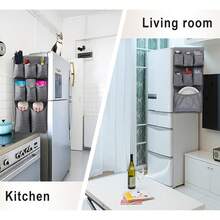 15-Pocket Fridge Storage Organizer Bag, Hanging Refrigerator Organizer Bag With Large Fabric Pockets For Plates, Utensils, Spices, Napkins And Other Daily Necessities, Suitable For Most Household Fridges, Dorms, Offices, Kitchens, And Schools
