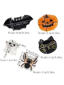 5pcs Halloween Fashion Personalized Bat, Pumpkin, Spider Mini Hair Clips, Versatile Ghost Black Cat Hair Clips, Halloween Costume Hair Accessories - Multicolor - View 10