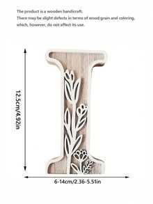 1 Pc Floral Wooden Letters Decor , Wood Alphabet With White Flower Patterns, 26 Letter Custom Name Decoration, Home Decor For Living Room, Bedroom, Entryway, Nursery, Wedding, Party Decoration