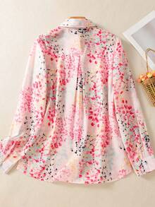 Áo sơ mi dài tay họa tiết hoa nhí cỡ lớn dành cho nữ, cổ cài nút, kiểu dáng thường ngày, phù hợp cho mùa thu, đông và xuân. - Nhiều màu - Xem 2