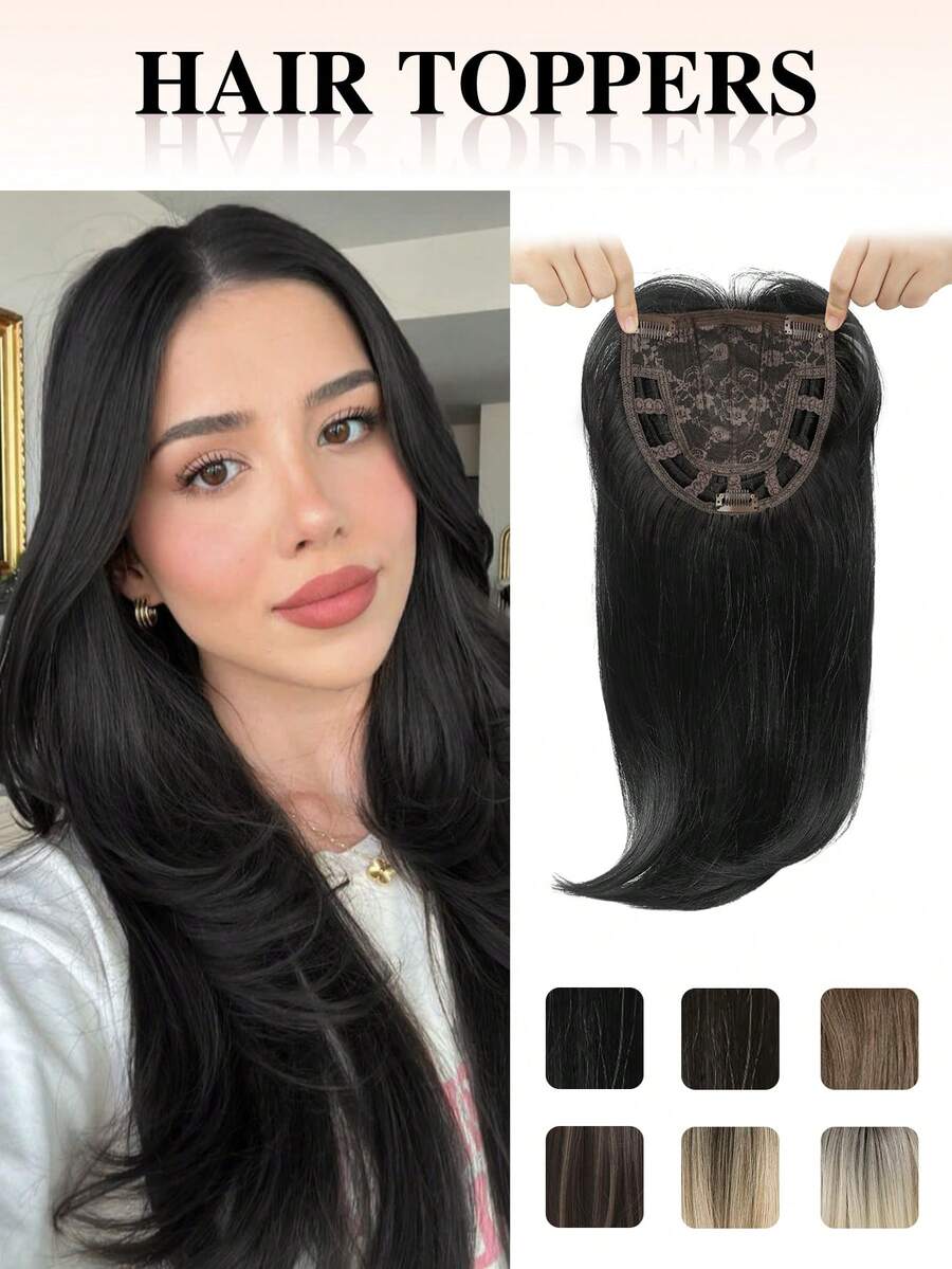 18 Inch Layered Synthetic Hair Topper For Women With Thinning Hair - Multicolor - View 1