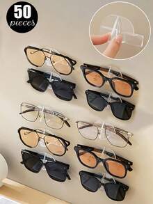 50片/20片/10片/5片/3片/1片眼镜收纳架，透明眼镜收纳架，浴室床边壁挂式太阳镜展示架，简易无孔眼镜架，配件收纳 - 彩色 - 查看 8