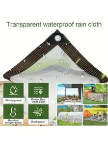 Transparent Waterproof Tarpaulin, Waterproof Rain Cover, Heavy-Duty Oilcloth Covering Film, Clear Vinyl Tarps Tarpaulin With Eyelet - Tarp Cover PE Film With Grommets, Waterproof & Windproof, Rip And Tear Proof Garden Balcony Patio Canopy Awnings, Winter Plants Cover Greenhouse Camping Equipment, Outdoor Use