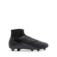 Men's Soccer Cleats, Athletic High-Top Spikes Football Shoes Outdoor Indoor Professional Training Sneakers PU Leather - Black - View 3