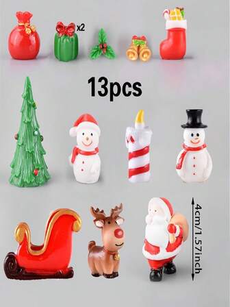 13-Piece Set, Christmas Miniature Bonsai, Christmas Table Decoration, Christmas Mini Decoration
