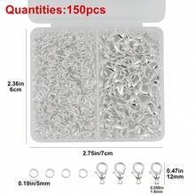 Hộp 150 móc khóa và đầu nối trang sức tự làm, 50 móc khóa hợp kim hình tôm hùm và 100 vòng nhảy, thích hợp cho đồ thủ công đính hạt, móc chìa khóa, đầu nối đệm, vòng cổ hở, khuyên tai, đầu nối vòng tay, đầu nối mắt cá chân, đầu nối mắt xích hở, đầu nối dây đeo điện thoại, đầu nối dây đeo túi - tự làm lấy - Xem 13