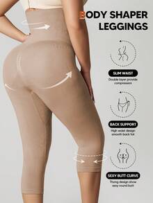 High-Waisted Comfy Leggings Butt Lift Tummy Control Thigh Slimmer Mid-Thigh Cropped Shapepants For Women