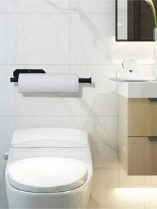 House Essentials Kitchen Items 1pc Self-Adhesive Wall-Mounted Black Paper Towel Holder, Easy To Install, Suitable For Kitchen, Bathroom, Cabinet, Sink, Balcony, And Can Also Be Used To Store Cling Film/Paper Towels, An Essential Multipurpose Paper Towel Storage Item!