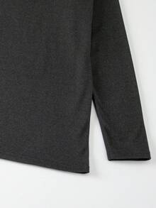 Set de lenjerie termică pentru bărbați, 2 buc., bluză cu mânecă lungă + pantaloni, guler rotund, toamnă/iarnă - Gri inchis - Vizualizare 4