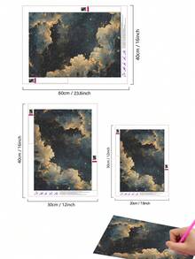5D DIY 钻石画 | 宇宙星空钻石画套装。云朵中闪烁的星星。高清艺术钻石，手工装饰画，水钻全套马赛克工艺套装，DIY 技巧和专注力练习。