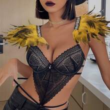 Damen künstliche Federn Schulter Abzeichen Schulterriemen Flügel Dekoration Punk Halloween Gothic Karneval Mode Accessoires - Verschiedenfarbig - Übersicht 14