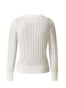 Women's Knitted Long Sleeve T-Shirt, Freeform Style, Fashionable & Minimalist, Suitable For Business, Casual, Commute, Elegant Vacation Wear, Warm, High-End, Versatile, Slimming, Victory Day, Cute, Retro Korean Style