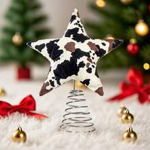 Christmas Star Tree Topper Cute Cow Print Star Treetop Decoration Winter Holiday Supplies For Home