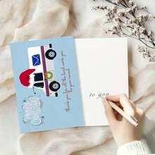 1pc Festive Christmas Mail Truck Greeting Card With Envelope, 12cm X 18cm, Universal Appreciation For Hard Work, Paper Holiday Card For Family, Friends, And Colleagues