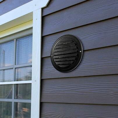 6 Inch Wall Vent Cover, Louvered Round AC Vent Gable Cover, Premium Stainless Steel & With Built-In A Protection Screen, For House,Bathroom,Garage,Kitchen,Basement (2 Pack, Black)