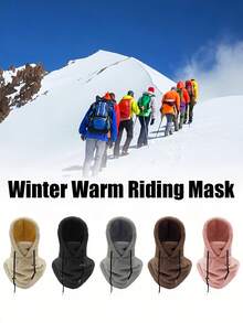 1pc/2pcs Solid Color Fleece Warm Balaclava, Comfortable Breathable Windproof Face Mask For Autumn/Winter - Multicolor - View 4