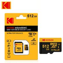 Kodak Micro SD Card U3 V30 Class10 32GB/64GB/128GB/256GB/512GB High-speed Memory Card with Card Adapter for Camera DSLR Surveillance Car Smartphone