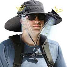 Solar Fan Hat, Wide Brim Sun Hat With 2 Built-In Solar Fans, UPF 50+ Sun Protection Outdoor Fishing Hiking Camping Beach