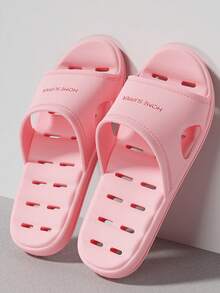 1 Pair Comfortable Non-Slip Indoor Slippers, Breathable Hollow Bathroom Slides For Men And Women, Summer Couple Sandals Insulation, Galentines, Puppy, Carnival