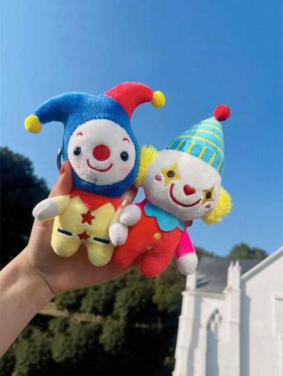 1 件（12 厘米/4.72 英寸）男女通用柔软可爱创意毛绒卡通马戏团小丑钥匙扣，趣味包包吊坠饰品，适合学生、同事、情侣、朋友、姐妹、母亲、生日、节日、情侣、周年纪念日、汽车装饰汽车配件包包饰品背包学校哥特 Y2k 圣诞节礼物创意包包配件挂绳带身份证夹汽车配件包包饰品