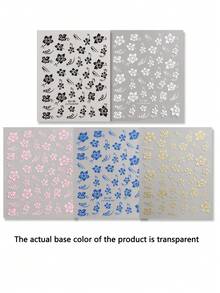 3D芙蓉花美甲贴纸 - 7种颜色（粉色、金色、白色、黑色），热带花叶滑贴，适合春夏DIY美甲、婚礼季和情人节美甲，自粘式美甲贴纸，美甲用品 - 彩色 - 查看 20