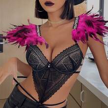 Damen künstliche Federn Schulter Abzeichen Schulterriemen Flügel Dekoration Punk Halloween Gothic Karneval Mode Accessoires - Verschiedenfarbig - Übersicht 15