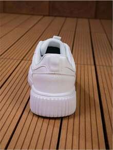 新款男士厚底滑板鞋时尚韩版四季运动鞋时尚透气小白鞋平底滑板鞋百搭运动鞋 - 白色 - 查看 6