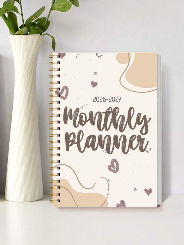 1pc 2026 Jan-2027 Dec A5(5.7" X 8") Weekly& Monthly Planner,Time Visualization,Daily Agenda Journal,Monthly Planner Academic Year Notebook,Improve Work Efficiency,School & Office Supplies
