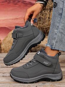 Botas de nieve para pareja cálidas para exteriores 2025, botas de nieve de invierno para pareja con forro de felpa, aislamiento grueso, zapatos casuales de caminar de poliuretano cálidos