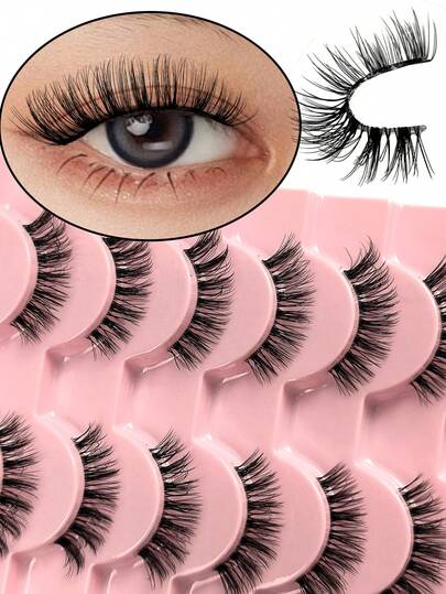 10 Pairs New Strip Lashes Natural Look Slender Soft And Light Short Style Invisible Band Looks Natural And Vivid Easy To Wear Suitable For Beginners To Easily Create Perfect Makeup Effects