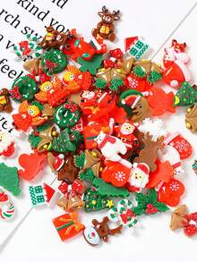 10/20 chiếc ốp lưng điện thoại bằng nhựa hỗn hợp hình ông già Noel, bông tuyết, hươu hoạt hình dễ thương tự làm kẹp tóc phụ kiện trang trí (Lỗi nhỏ là bình thường) - Nhiều màu - Xem 6