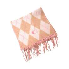 1 pieza Bufanda de mujer de doble cara a la moda, bufanda de flecos cálida de otoño e invierno con patrón de cuadrícula de letras rosas, bufanda y chal largo multiusos, suave y cómodo chal largo grueso, adecuado para usar al aire libre, campamento, salas con aire acondicionado, como regalo para ella, Día Internacional del Niño, aniversarios, regalos de cumpleaños, Navidad. CE486IVO.