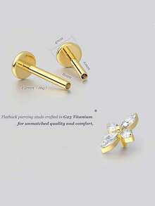 2pcs 16G G23 Titanium Tragus Conch Helix Piercing Jewelry Internally Threaded Flat Back Cartilage Earrings Forward Helix Earrings Medusa Labret Piercing Jewelry For Women Men Gold 6MM 8MM - Lip Stud - View 21