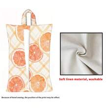 1 pieza/2 piezas/4 piezas Soporte para toallas de papel con estampado de frutas lindas - Caja de pañuelos de tela de poliéster rectangular con cuerda colgante, adecuada para sala de estar, dormitorio, baño y coche, accesorio de decoración del hogar de moda, patrón elegante, estructura duradera, almacenamiento funcional