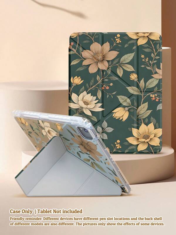 Brown Watercolour Floral Hand-Painted Pattern Protective Case, New 3+Y Foldable Cover Design, Magnetic Auto-Sleep/Wake Smart Power-Saving, Built-In Stylus Slot. Compatible With: IPad 11th Gen A16 2025, 10th Gen 10.9-Inch Air, 4th/5th Gen 10.9-Inch Air, 11th Gen M3 2025, 7th/8th/9th Gen 10.2-Inch Galaxy Tab S7/S8 Case, Scratch-Resistant & Bend-Proof, High-Transparency Back Cover, Romantic Gift For Birthdays