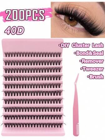 There Are 200 Independent Lashes, 40D, With A Length Of 8-16 Millimeters, Which Are Particularly Dense, Voluminous, And Natural; This Reusable Set Of Individual Eyelash Extensions Is Suitable For Personal Use At Home Or For Various Occasions In Daily Life, Such As Weddings, Dates, Parties, Trips, And Chinese New Year Celebrations.