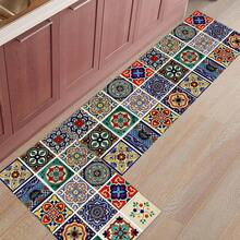 Tapete xadrez vintage de 1 peça, tapete de drenagem de poliéster para cozinha, sala de estar, entrada, varanda, decoração de casa, antiderrapante, adequado para cafeteria, bar, feriado, festa, quarto, banheiro - Multicolorido - Ver 1