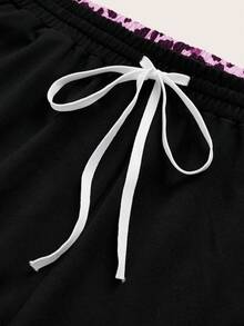Plus Size Women High Waist Wide Leg Straight Pants, Elastic Waist Casual Striped Drawstring Trousers