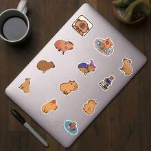 50pcs Capybara Stickers, Capybara Themed Accessories, Capybara Party Favors, Capybara Posters, Cute & Adorable Stickers, Capybara Gifts, Waterproof Vinyl Stickers Suitable For Laptops, Bumpers, Skateboards, Water Bottles, Computers, Phones, School Supplies, Back To School Season - Multicolor - View 6