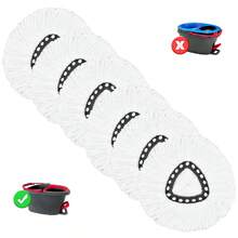 2/4个旋转拖把替换头，兼容Viled/O-Ceda EasyWring旋转拖把，单槽系统，易于组装，深度清洁灰尘，适用于厨房浴室清洁，圣诞节万圣节清洁用品 - 白色 - 查看 10