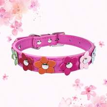 Collar de perro con estampado floral rosa - Soporte de etiqueta de identificación de PU, hebilla de metal ajustable, collar lindo para perros pequeños y medianos - Atuendo para fiesta de cumpleaños, paseos diarios (Patrones florales multicolor), Mascotas conscientes de la moda