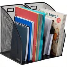 Mind Reader Vertical File Storage Desktop Organizer Workspace Office Metal Mesh 6.25L x 10W x 12.5H Set of 2 Black - Negro - Ver 5