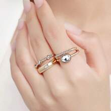 خاتم بديكور حجر الراين 4قطعات/طقم