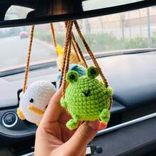 1pc Handmade Crochet Cute Three-Dimensional Swinging Small Animal Car Decoration Pendant Rearview Mirror Decoration Indoor Decoration