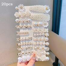 20pcs Faux Pearl Hair Clips, Elegant & Sophisticated, Women Hair Accessories With Flower & Heart Designs, Versatile Styles For Daily & Party Wear, Recommended Gift For Back To School Season, Hair Clips Claw, Hair Claws, Hair Slide, Hair Barrettes, Vacation Outfits Woman